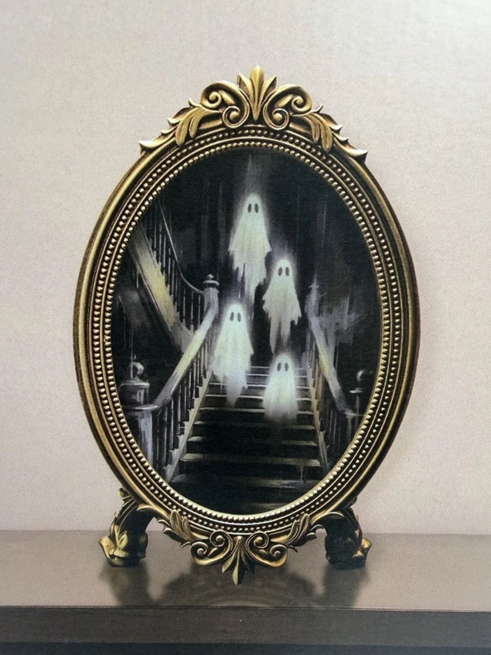 Martha Stewart Black and Gold Lighted Halloween Mirror with Ghost Design